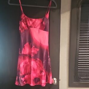 Fashion Nova Red and Black Floral Mini Dress